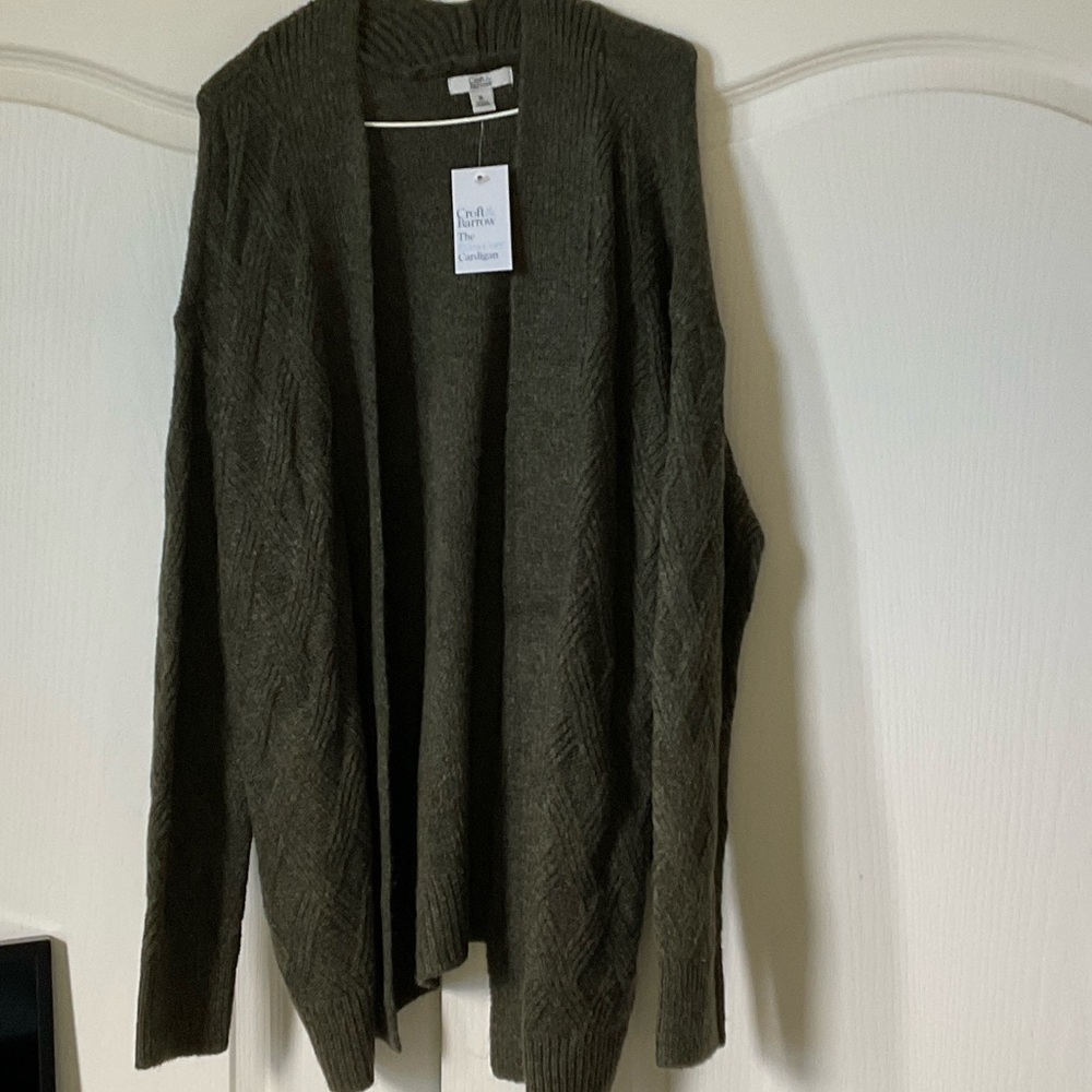 Croft & Barrow Olive Green Open Front Cardigan